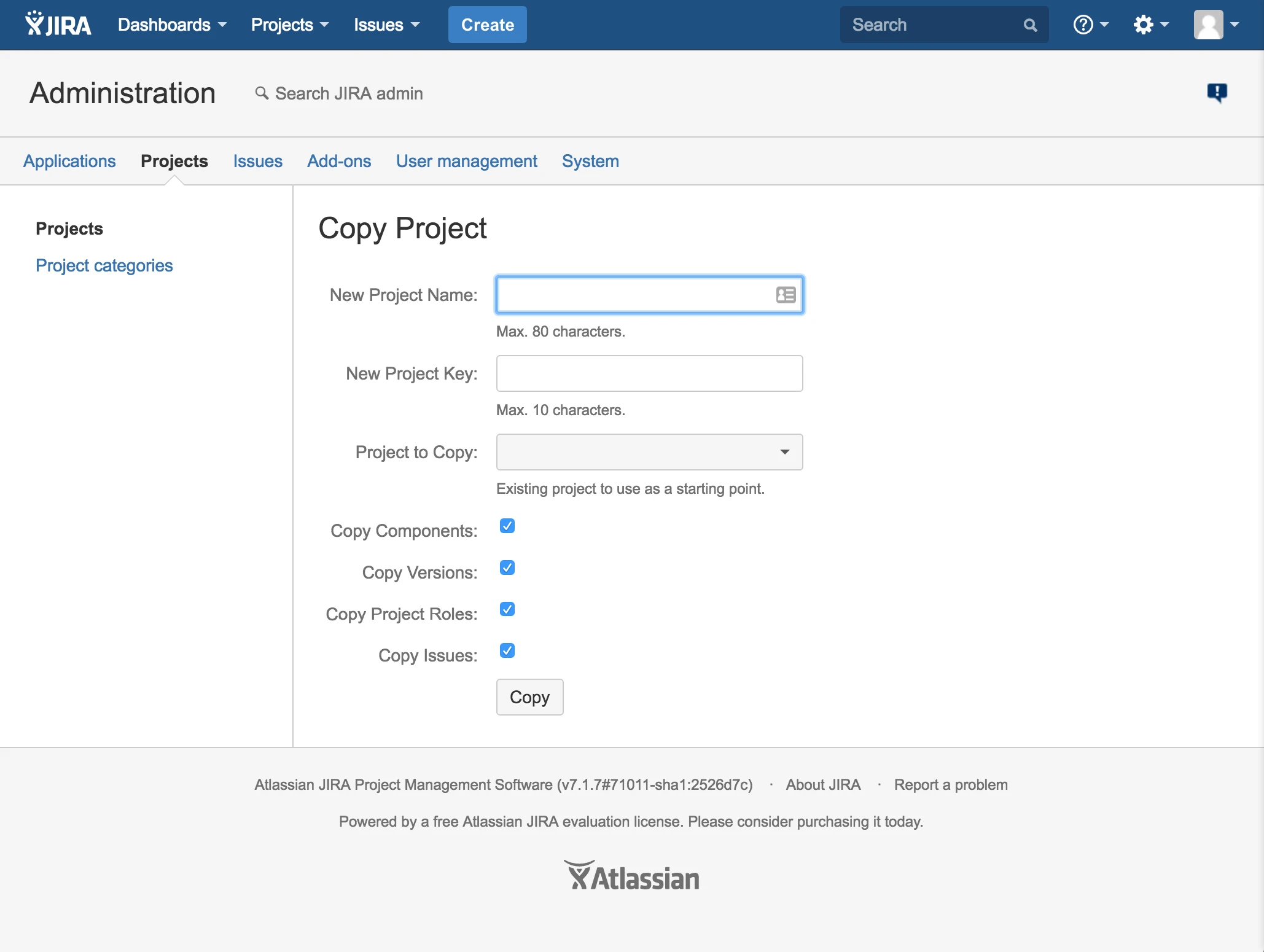 Jira Copy Project Plugin Wizard
